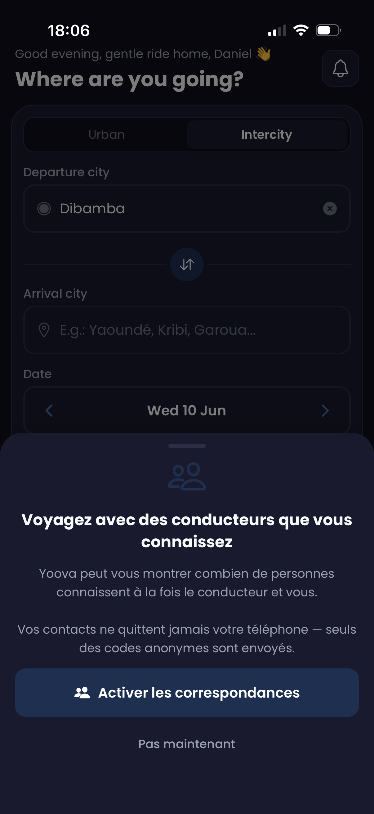 Yoova app dark mode